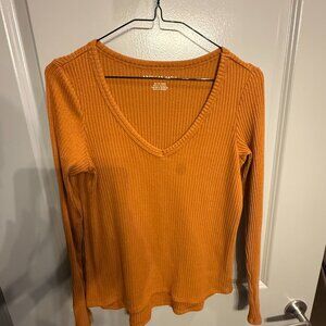 American Eagle Outfitters Sweater Women’s XS Orange Polyester Ribbed Holiday